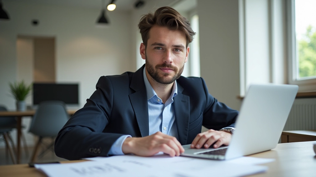 Designer che lavora su progettazione footer con wireframe e palette colori su scrivania moderna